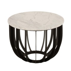 SIDETABLE  FIFTY WHITE MARBLE BLACK METAL BASE 50 